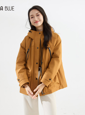 SeRina Blue商场同款冬季新款90白鸭绒外套休闲连帽冲锋羽绒服女