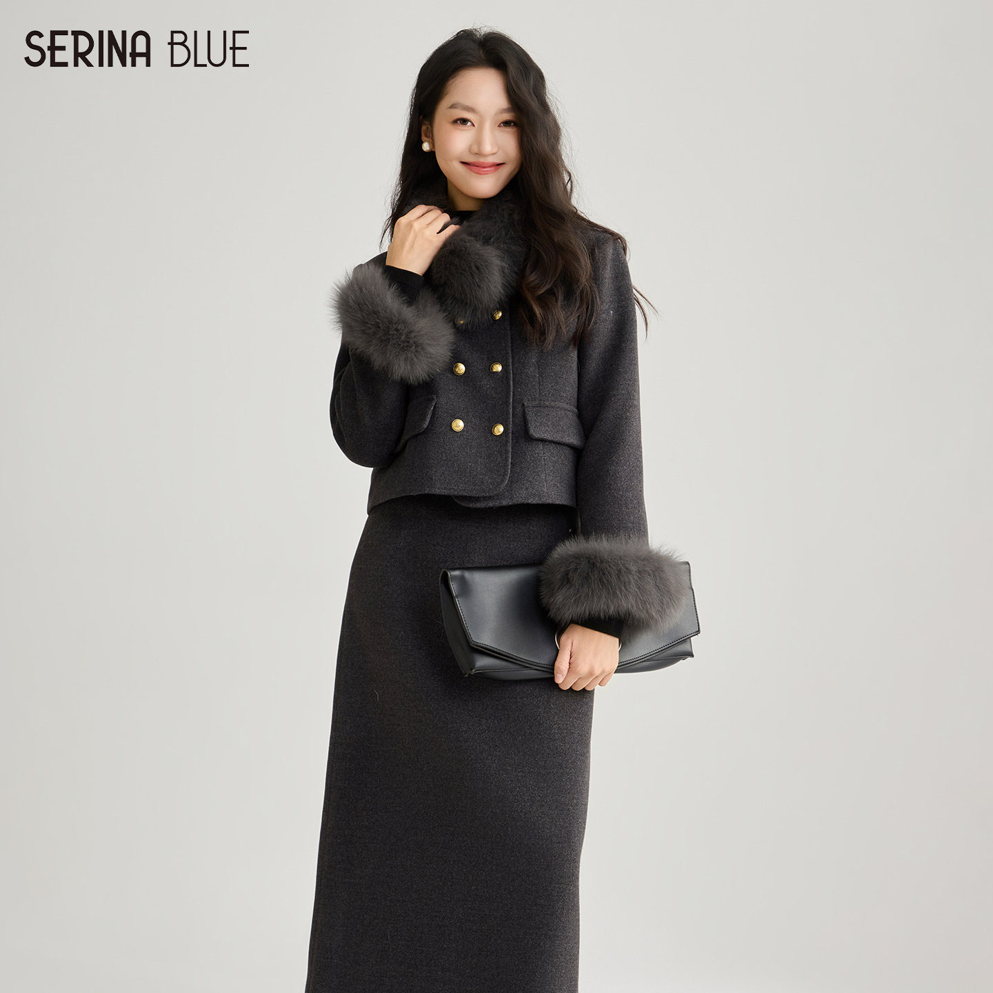 SeRinaBlue商场同款2025冬季新款小香风羽绒套装女毛呢外套两件套,女装/女士精品,时尚套装,淘宝优惠券,粉丝福利购,淘宝优惠卷