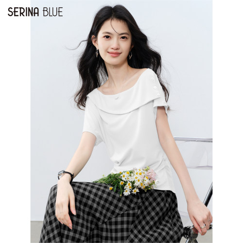 SeRinaBlue新款简约风短袖t恤女
