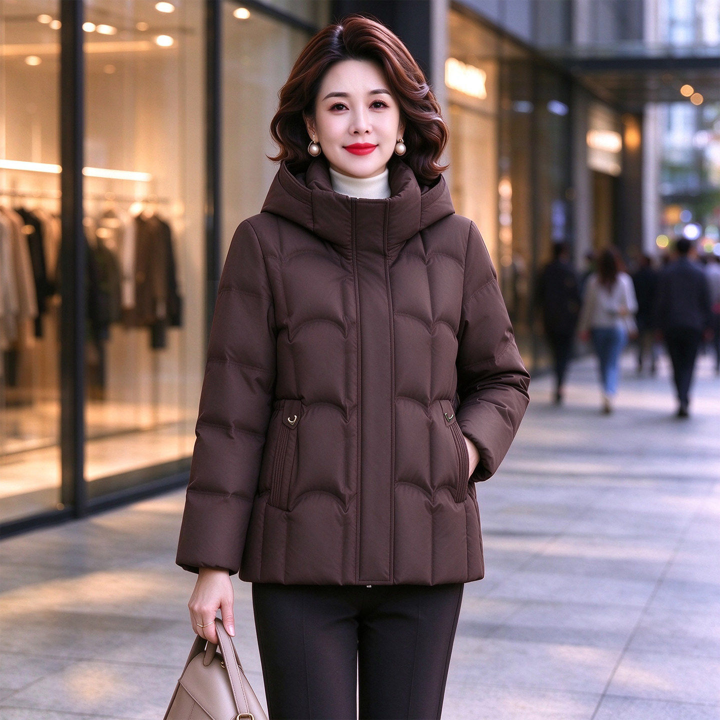 冬季加厚保暖防风短款羽绒外套女