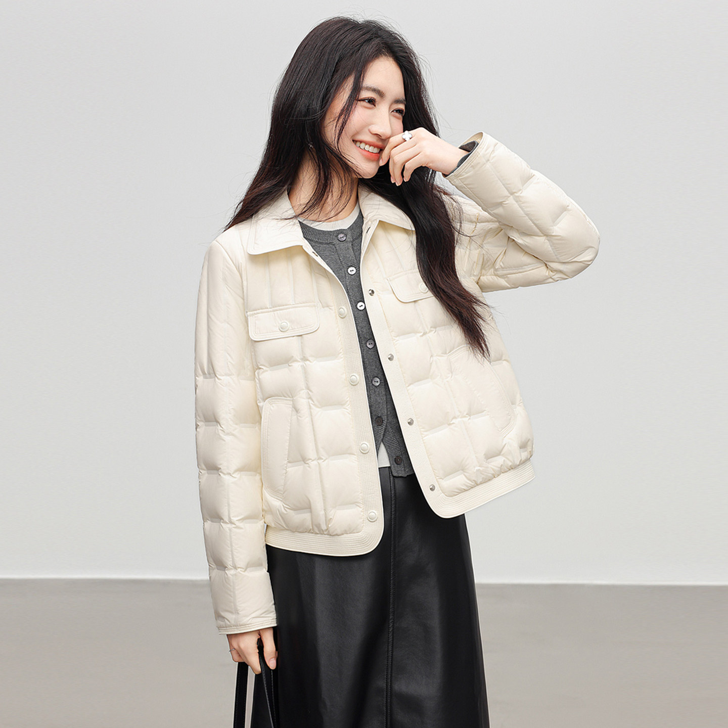 小香风短款轻薄羽绒服外套女