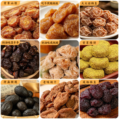 海威迩袋装蜜饯果脯水果干桃瓣话梅橄榄杨梅湿半李解馋休闲零食