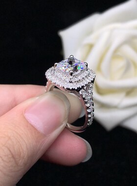 Luxury Quality Solid 18K 750 White Gold Jewelry 3Ct Cushion