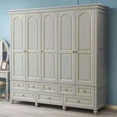 实木衣柜家用卧室储物柜4门美式 双开柜简约收纳柜整体5门组合衣橱