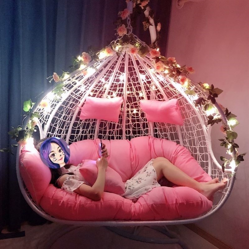 懒人躺椅看剧刷手机躺椅吊篮藤椅家用吊床双人秋千阳台摇椅摇篮椅