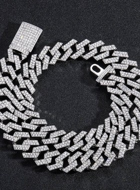 Necklace hip hop 15mm diamond Cuban chain alloy diamond men