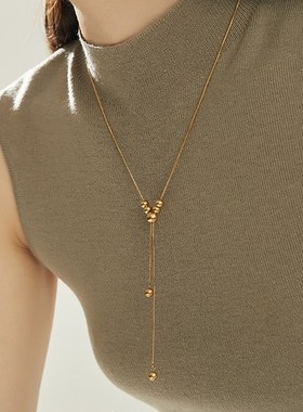 耳边风 欲坠 金银圆珠项链毛衣链