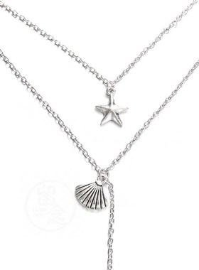 。Jewelry starfish scallop fish tail multi-layer Necklace sh