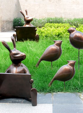 极速玻璃钢抽象动物雕塑小兔子鸟类广场公园商场草地落地景观创意