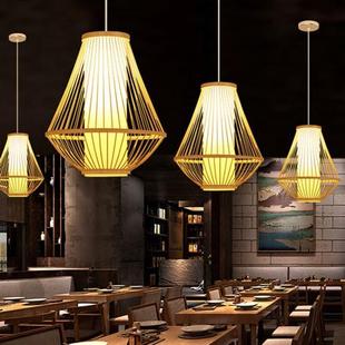 方块灯吊灯中山古镇灯具商用店铺家用竹编吊灯餐厅竹灯笼茶楼禅意
