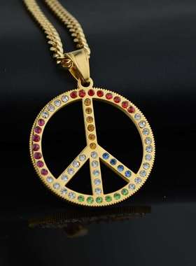 Hip hop rock personality tend peace sign pendant couple tita
