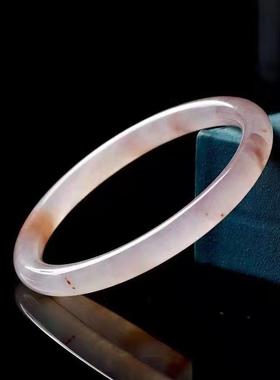 手镯玉条细叮当金丝紫罗兰天然镯子新疆冰种圆玉镯飘花真色和田镯