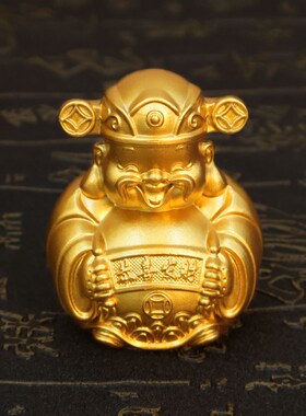 速发黄铜金色财神饰摆件居家摆件复古工艺品摆件酒柜电视装爷品摆