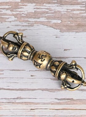 速发西藏密宗法器纯铜六金箴言降魔杵手工黄铜挂件五股字刚杵