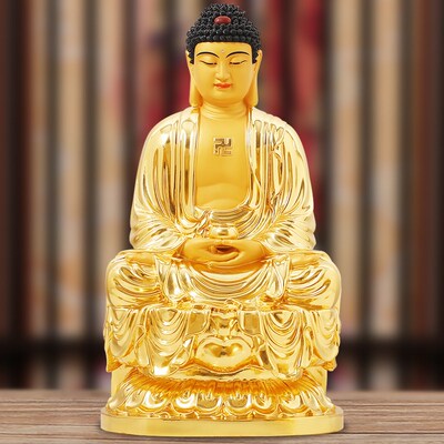 速发纯铜贴一三宝供释迦牟尼佛像家用家里佛奉金套鎏金药师佛摆件
