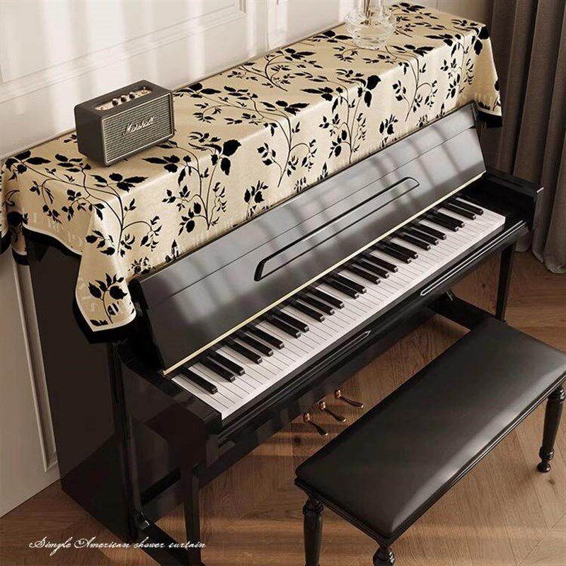 速发美式钢琴罩盖布棉麻氛围感电钢琴半罩防尘布高级感电子琴通用