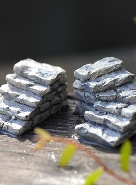 速发石头小台装道路石块楼梯阶梯苔藓微景观造景桌面摆件树脂阶饰