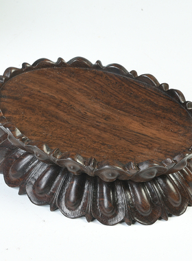 速发黑檀木雕工艺萨佛像菩座实木椭圆形底品观音莲花台底座供奉加