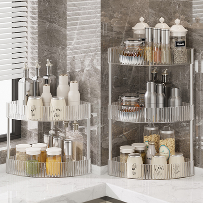 速发厨房置架物台面打落三角调料挂架墙角转角收纳架免角孔调料置