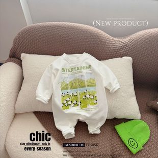 速发婴儿可生春款男宝宝洋气棉版柔软爬服新爱儿连体衣韩质哈衣