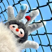 可爱企鹅小鱼手套毛茸茸加绒加厚分指手套女冬季 学生卡通五指手套