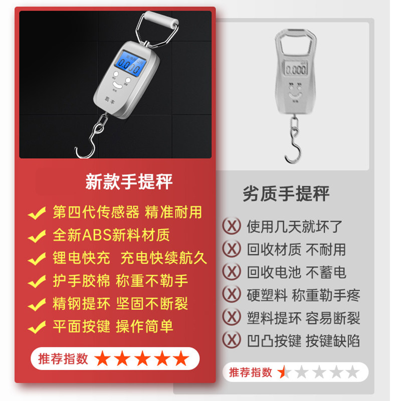 现货速发手提电子秤高精度家用可携式50kg快递称小秤弹簧小型手拿