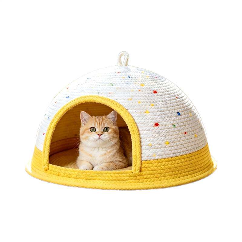 速发猫窝冬季保暖睡窝全封闭四季通用窝防风防寒安全感藤编窝棉线