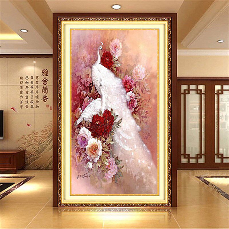 速发贴魔方画魔秀  方圆钻 粉色孔雀
