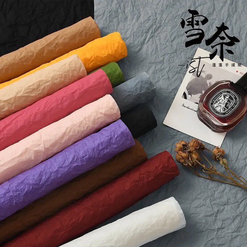 速发雪奈纸蓬蓬手揉纸褶皱纸防水雾面原生纸花艺资材包花纸包装纸