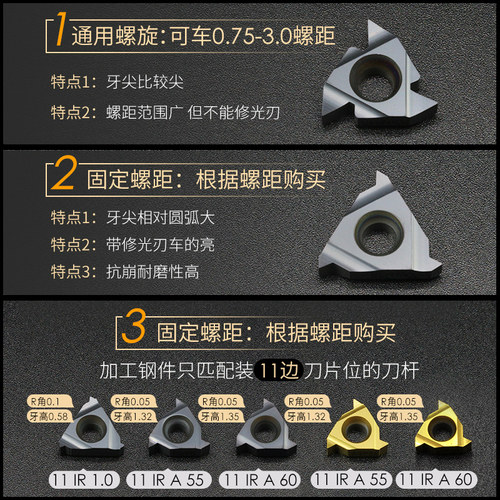 速发数控刀片钢件用内螺纹刀片11/16IR/A/AG55/60/11/14W车床刀粒