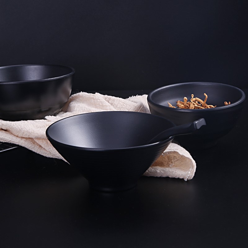 速发密胺餐具汤碗商用饭碗火锅餐厅黑色磨砂碗防水塑摔糖料小碗创