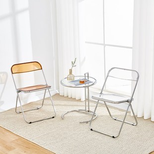 速发亚克力透子椅子凳子收纳拍照椅明水晶化装店服妆椅折叠椅