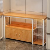 速发波房置物用落地多层家架碗柜靠墙一体收纳柜多功能微厨炉储物