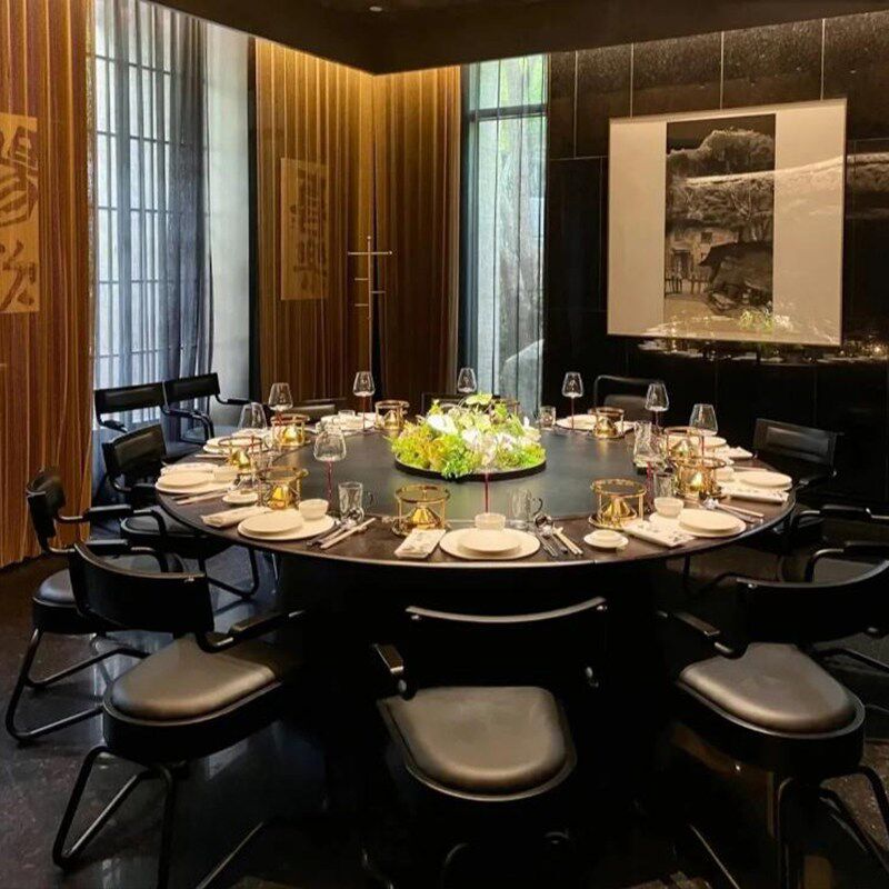 速发酒店电动餐桌大圆桌岩板圆形电动圆餐桌转盘饭店包厢2米火锅