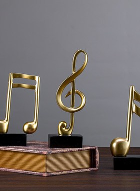 速发简约轻奢金色音符钢琴五线件摆谱家意创居客厅装饰品摆设