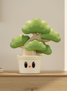 速发放青松办公室摆件解饰压厅电视玄关柜家居装客迎客松工位情绪