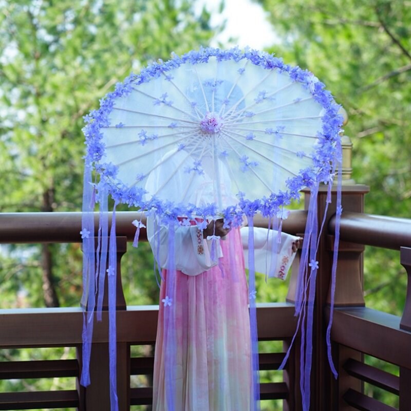 速发超仙花瓣伞汉服拍摄道具飘带伞摄影唯美古风伞旗袍走秀专用伞