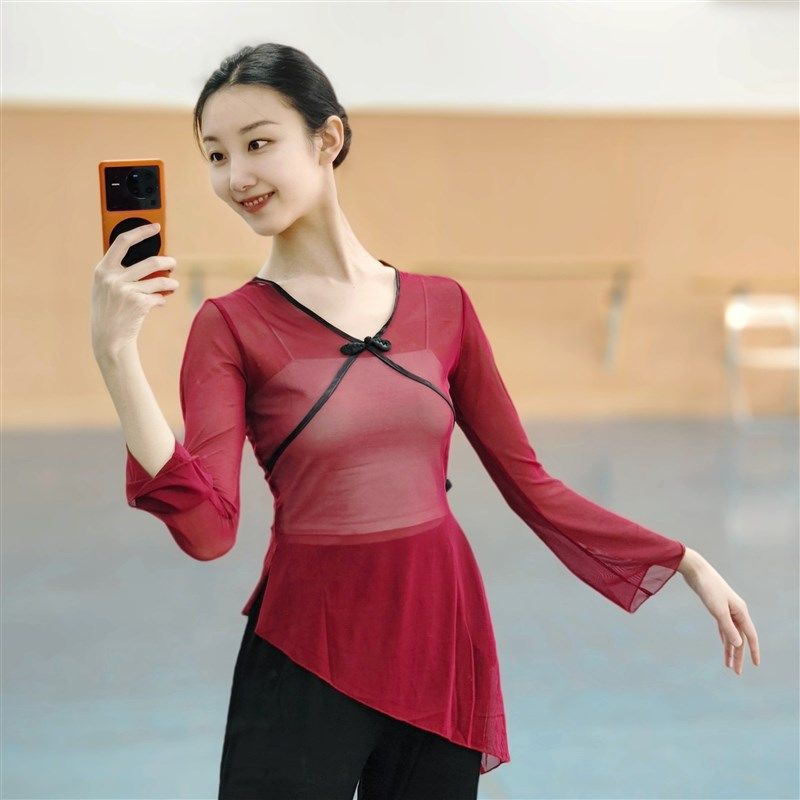 速发北舞服典舞身韵舞蹈纱古练功服成人形体衣装上衣民族秧歌