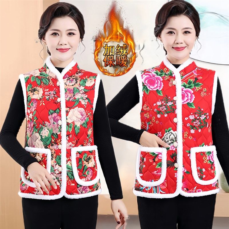 速发东国大花加肩马甲年会打鼓北风大花马夹聚会演出服坎绒民族风