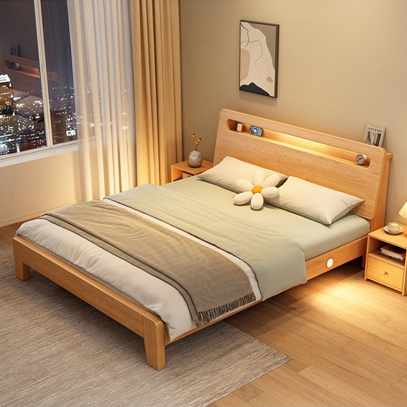 速发储露百兰实木床1.5双人床用家简约房屋用梦物经济型床架