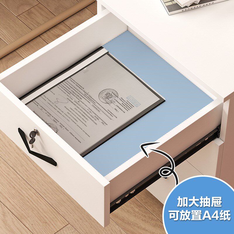 速发香江办物落地文件柜 办公柜带锁三抽屉资料柜储公移动小柜子