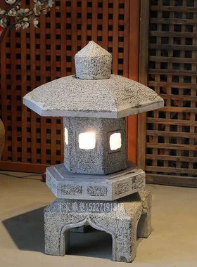 速发石灯笼日式庭院家用石雕青石庭院草落坪地户灯外太能仿古石头