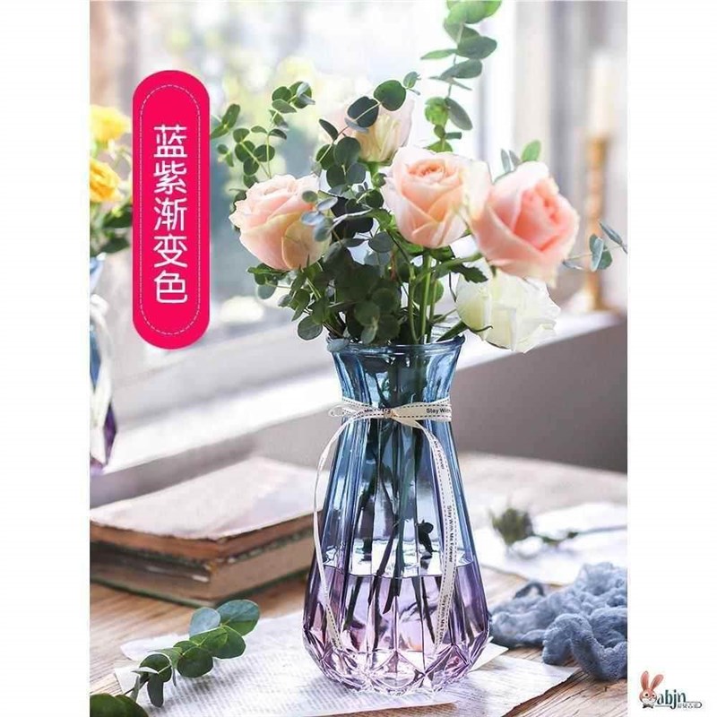 速发塑料花瓶仿玻璃防摔插花水培透明竹富贵竹压克力硬质花盆简易