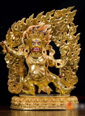 速发金刚手铜像 尼泊尔手工铜全鎏寸雕花10金大势至菩萨铜像像