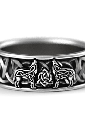 极速Huitan Viking Nordic Mythology Giant Wolf Men Ring Defen
