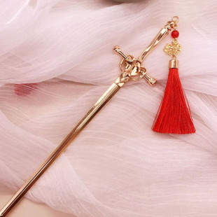 Sword Sti 极速Vintage Chinese Hairpin Hair Pendant Punk Ruby