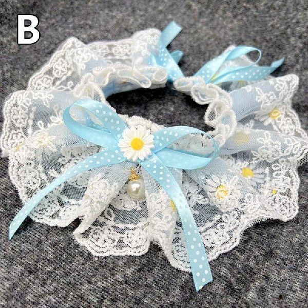 Cute Bowknot Pet Collar Daisy Dog Bowtie Lace Bibs Scarf
