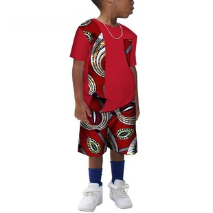 短裤 定制African 棉质蜡布印花男童短袖 clothes非洲蜡布童装 kid