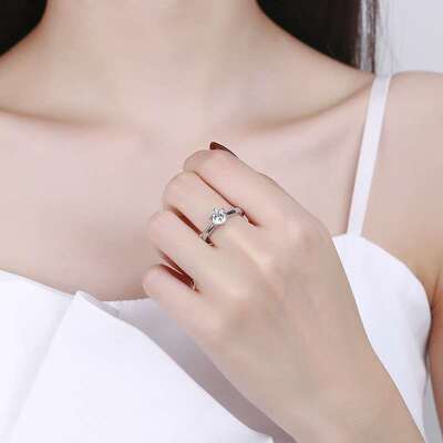 极速New Jiawen Moissanite ring live mouth one carat ring six
