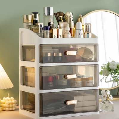 化妆品收纳盒抽屉式化妆台置物架家用桌面整理护肤柜防尘箱多层